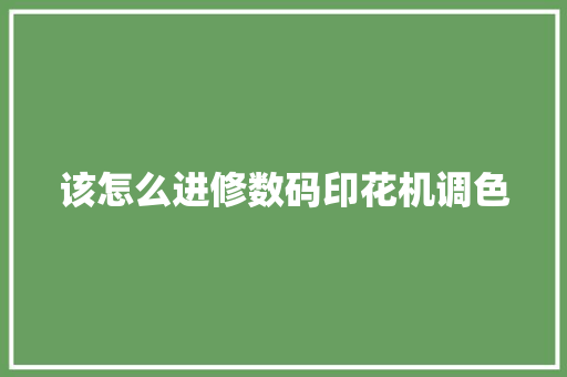 该怎么进修数码印花机调色