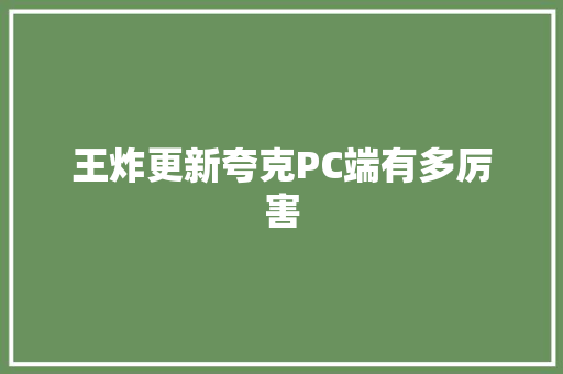 王炸更新夸克PC端有多厉害