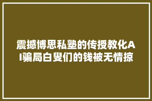 震撼博思私塾的传授教化AI骗局白叟们的钱被无情掠夺