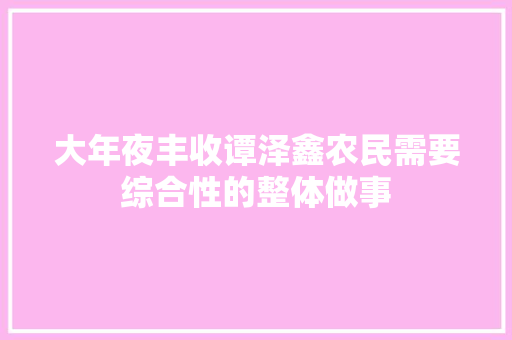 大年夜丰收谭泽鑫农民需要综合性的整体做事