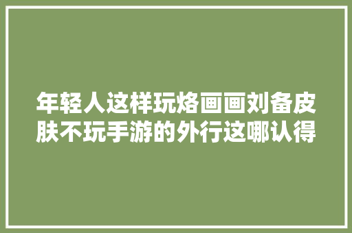 年轻人这样玩烙画画刘备皮肤不玩手游的外行这哪认得出来