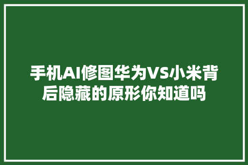 手机AI修图华为VS小米背后隐藏的原形你知道吗