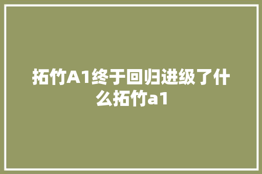 拓竹A1终于回归进级了什么拓竹a1