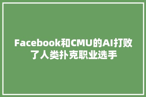 Facebook和CMU的AI打败了人类扑克职业选手