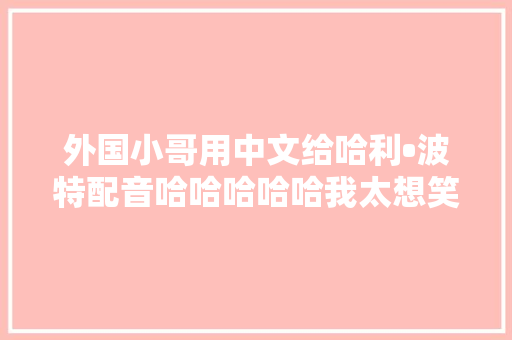 外国小哥用中文给哈利•波特配音哈哈哈哈哈我太想笑了