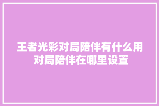 王者光彩对局陪伴有什么用 对局陪伴在哪里设置