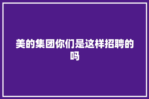 美的集团你们是这样招聘的吗