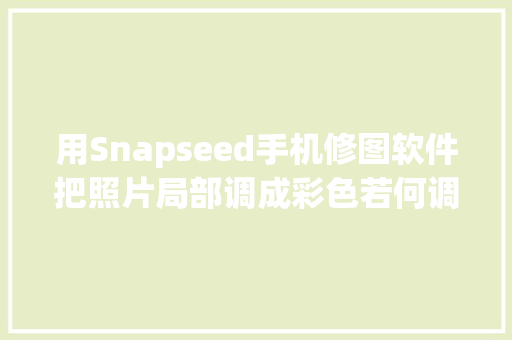 用Snapseed手机修图软件把照片局部调成彩色若何调色