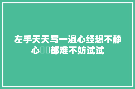 左手天天写一遍心经想不静心❤️都难不妨试试