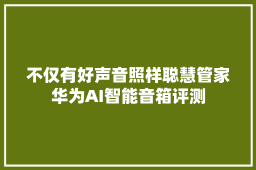 不仅有好声音照样聪慧管家华为AI智能音箱评测