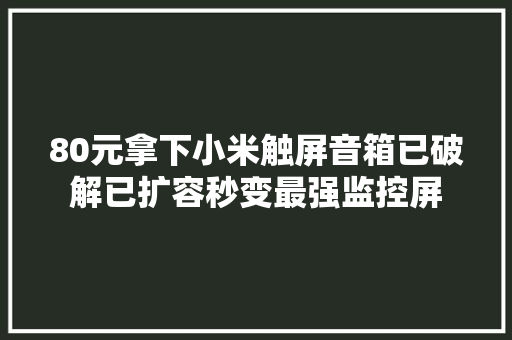 80元拿下小米触屏音箱已破解已扩容秒变最强监控屏