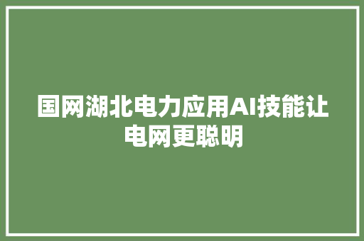 国网湖北电力应用AI技能让电网更聪明