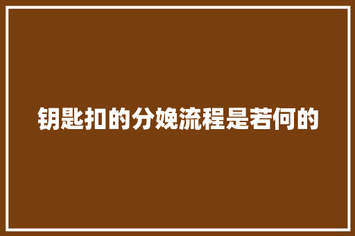 钥匙扣的分娩流程是若何的