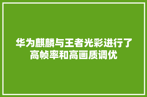 华为麒麟与王者光彩进行了高帧率和高画质调优