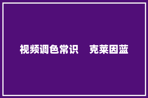 视频调色常识    克莱因蓝