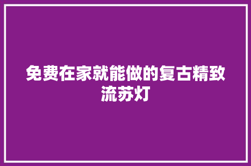 免费在家就能做的复古精致流苏灯