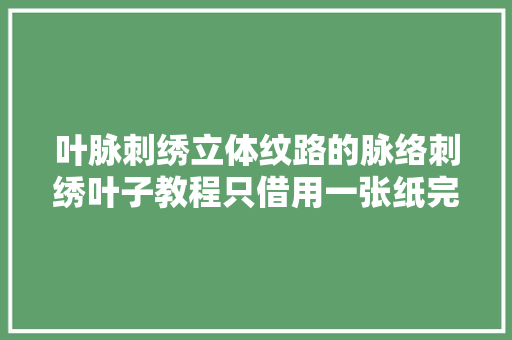 叶脉刺绣立体纹路的脉络刺绣叶子教程只借用一张纸完成