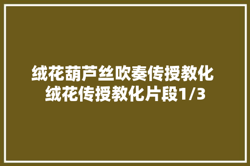 绒花葫芦丝吹奏传授教化 绒花传授教化片段1/3