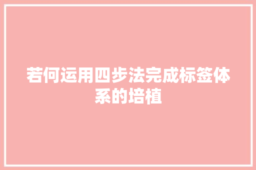 若何运用四步法完成标签体系的培植