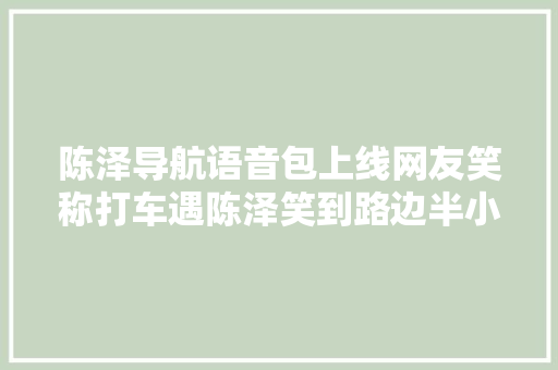 陈泽导航语音包上线网友笑称打车遇陈泽笑到路边半小时