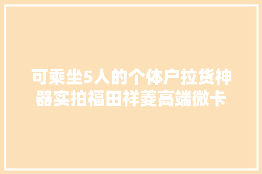 可乘坐5人的个体户拉货神器实拍福田祥菱高端微卡