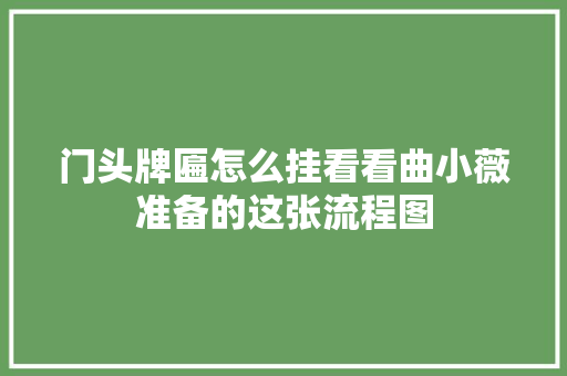 门头牌匾怎么挂看看曲小薇准备的这张流程图