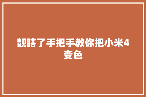 靓瞎了手把手教你把小米4变色