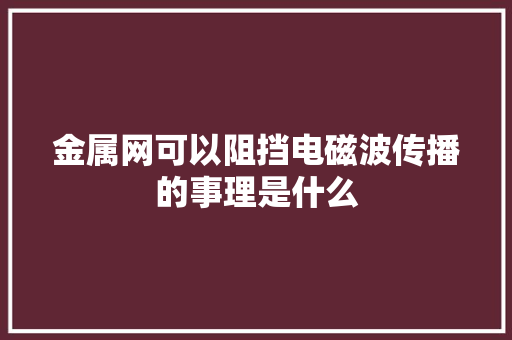 金属网可以阻挡电磁波传播的事理是什么