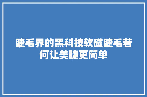 睫毛界的黑科技软磁睫毛若何让美睫更简单