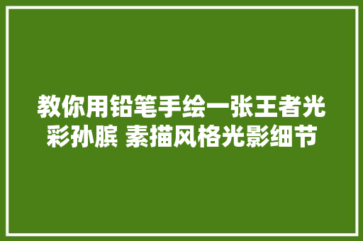 教你用铅笔手绘一张王者光彩孙膑 素描风格光影细节和材质很赞