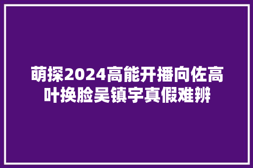 萌探2024高能开播向佐高叶换脸吴镇宇真假难辨