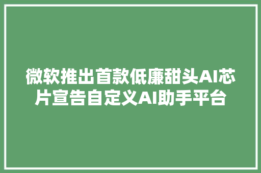 微软推出首款低廉甜头AI芯片宣告自定义AI助手平台