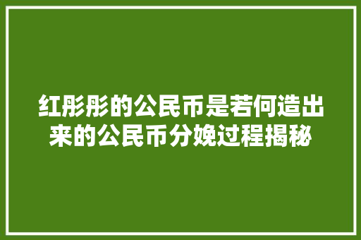 红彤彤的公民币是若何造出来的公民币分娩过程揭秘