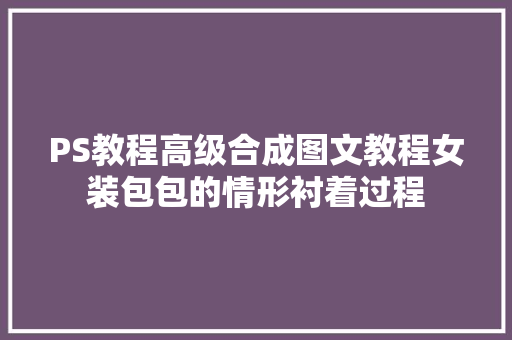 PS教程高级合成图文教程女装包包的情形衬着过程