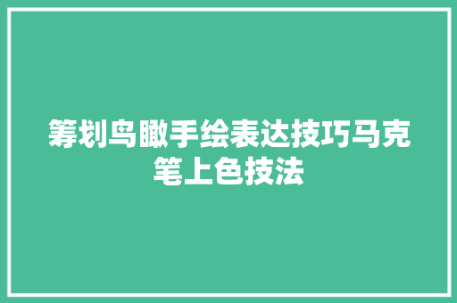 筹划鸟瞰手绘表达技巧马克笔上色技法