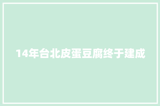 14年台北皮蛋豆腐终于建成