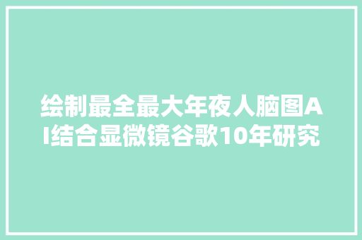 绘制最全最大年夜人脑图AI结合显微镜谷歌10年研究登Science