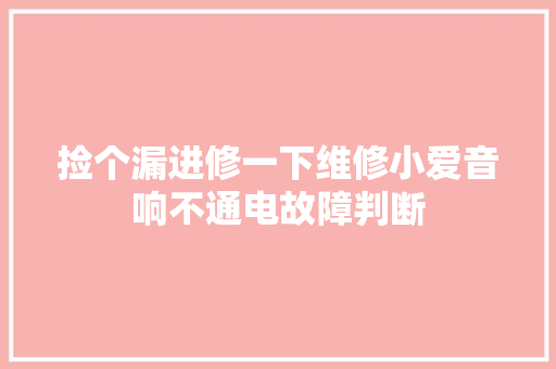 捡个漏进修一下维修小爱音响不通电故障判断