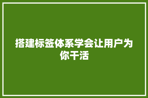 搭建标签体系学会让用户为你干活