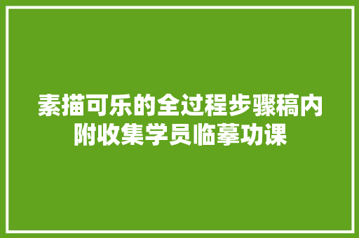 素描可乐的全过程步骤稿内附收集学员临摹功课