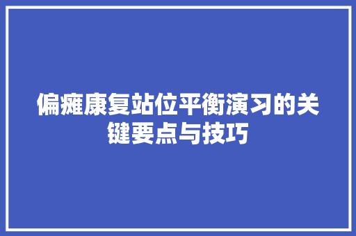 偏瘫康复站位平衡演习的关键要点与技巧