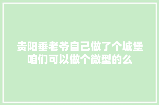 贵阳垂老爷自己做了个城堡咱们可以做个微型的么