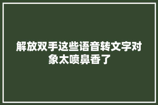 解放双手这些语音转文字对象太喷鼻香了