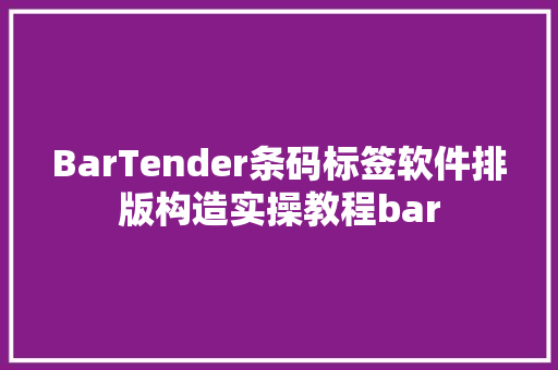 BarTender条码标签软件排版构造实操教程bar