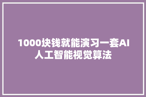 1000块钱就能演习一套AI人工智能视觉算法