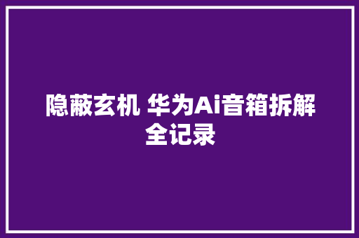 隐蔽玄机 华为Ai音箱拆解全记录