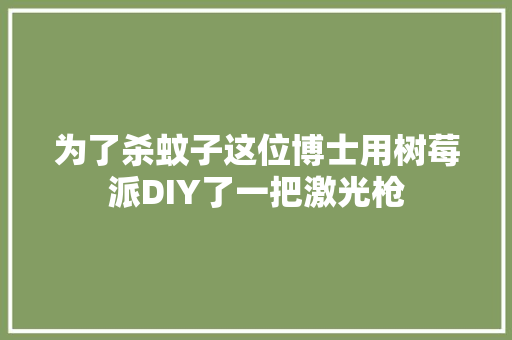 为了杀蚊子这位博士用树莓派DIY了一把激光枪