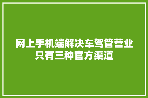 网上手机端解决车驾管营业只有三种官方渠道