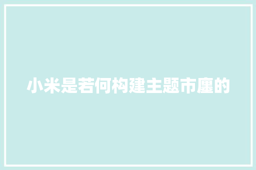 小米是若何构建主题市廛的