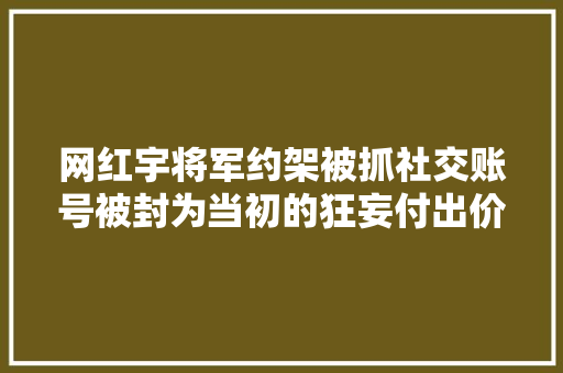 网红宇将军约架被抓社交账号被封为当初的狂妄付出价值